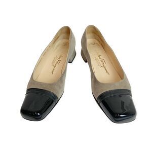 Salvador Ferragamo Suede and Patent Heels